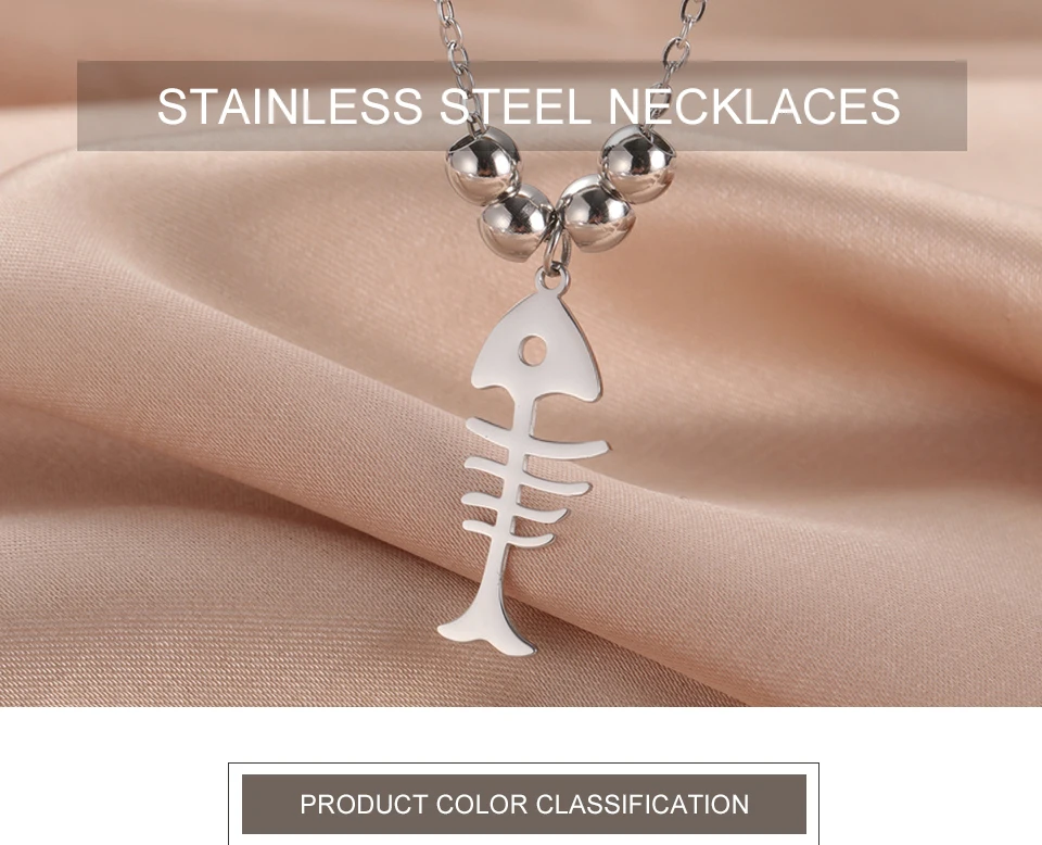 My Shape Katzen-und Fischgräten Anhänger Halsketten für Frauen Mädchen Kätzchen Tiere Charms Halskette Halsreif Edelstahl Schmuck – Detail 3