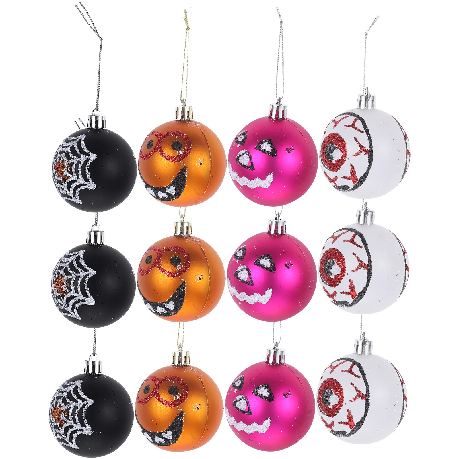 

12Pcs Halloween Party Hanging Ball Ornaments Plastic Decorations for Home Office Tree Fireplace Party Supplies