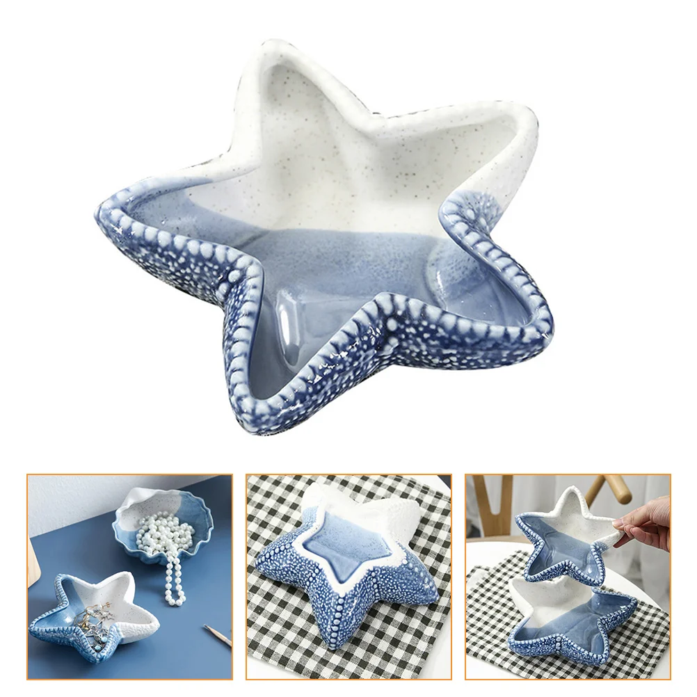 

Ocean Storage Tray Office Jewelry License Plate Decor Ceramics Blue Trinket Dish Plates