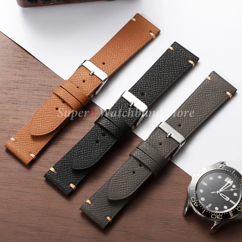 حزام من الجلد الطبيعي لـ Seiko عبر نمط 18/19/20/22 مللي متر خمر نمط جلد البقر حزام (استيك) ساعة لسوار أوميغا الرجال