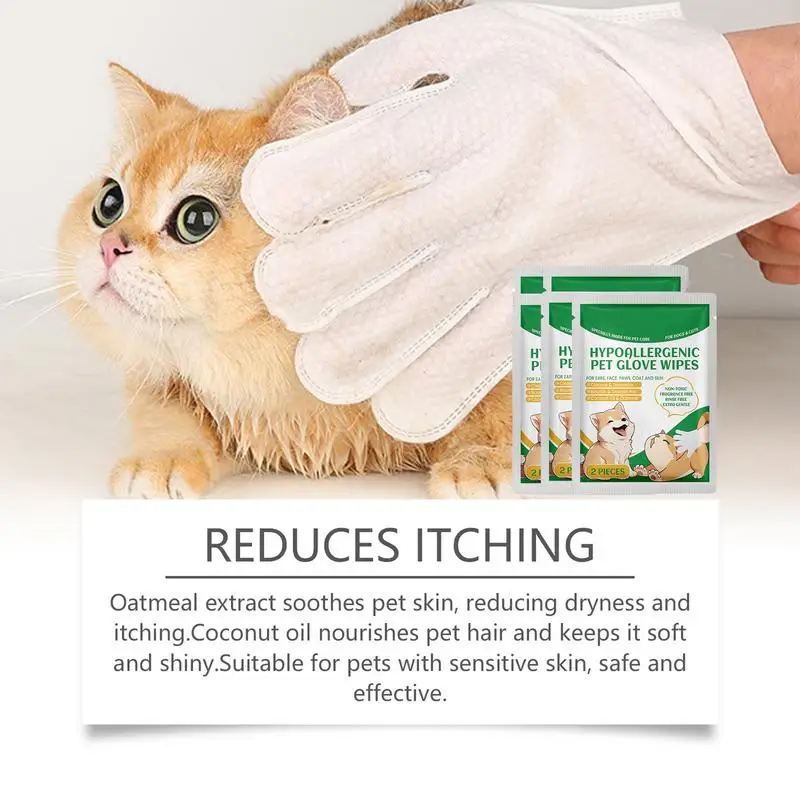 Grooming Gloves Wipes For Dogs Cleaning & Deodorizing Grooming Gloves Wipes Gloves Daily Care And Travel Gloves For Body Paws