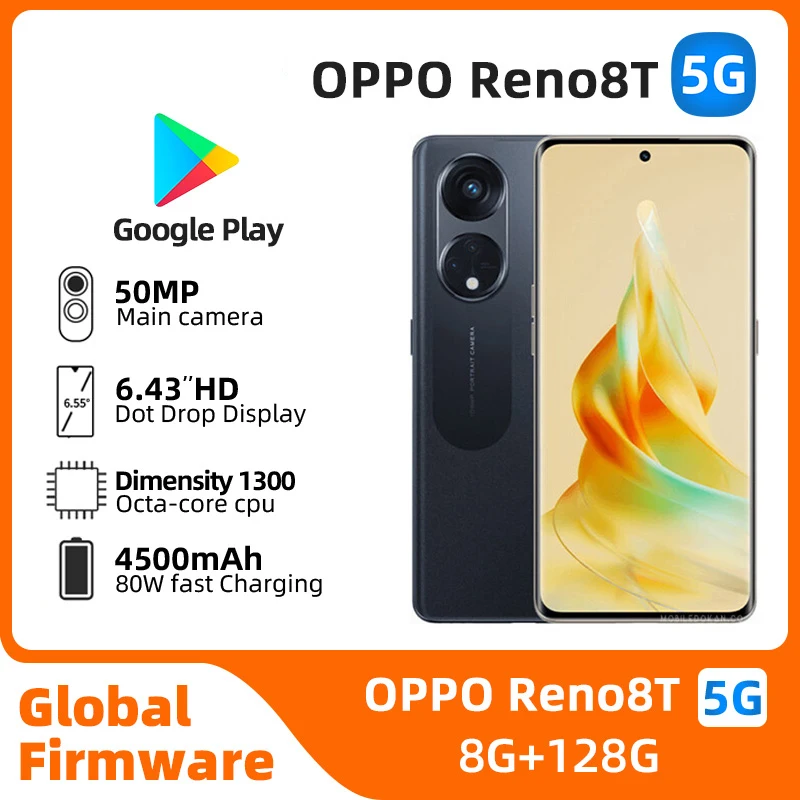 Смартфон OPPO Reno8T, 6,7 дюйма, 8 + 128 ГБ, все цвета