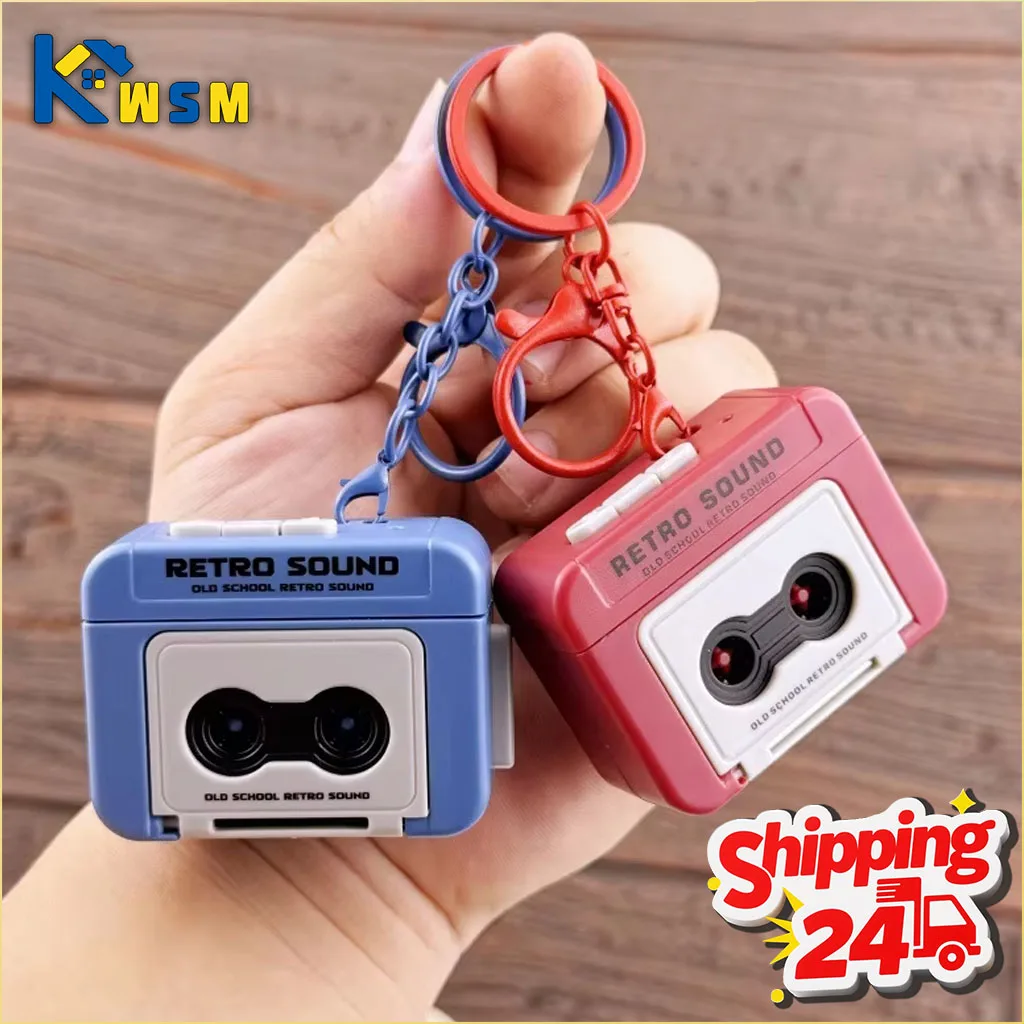 1-10PCS Vintage Cassette Player Keychain Mini Retro Tape Recorder Pendant That Plays Real Music Portable Gift for Music Lover