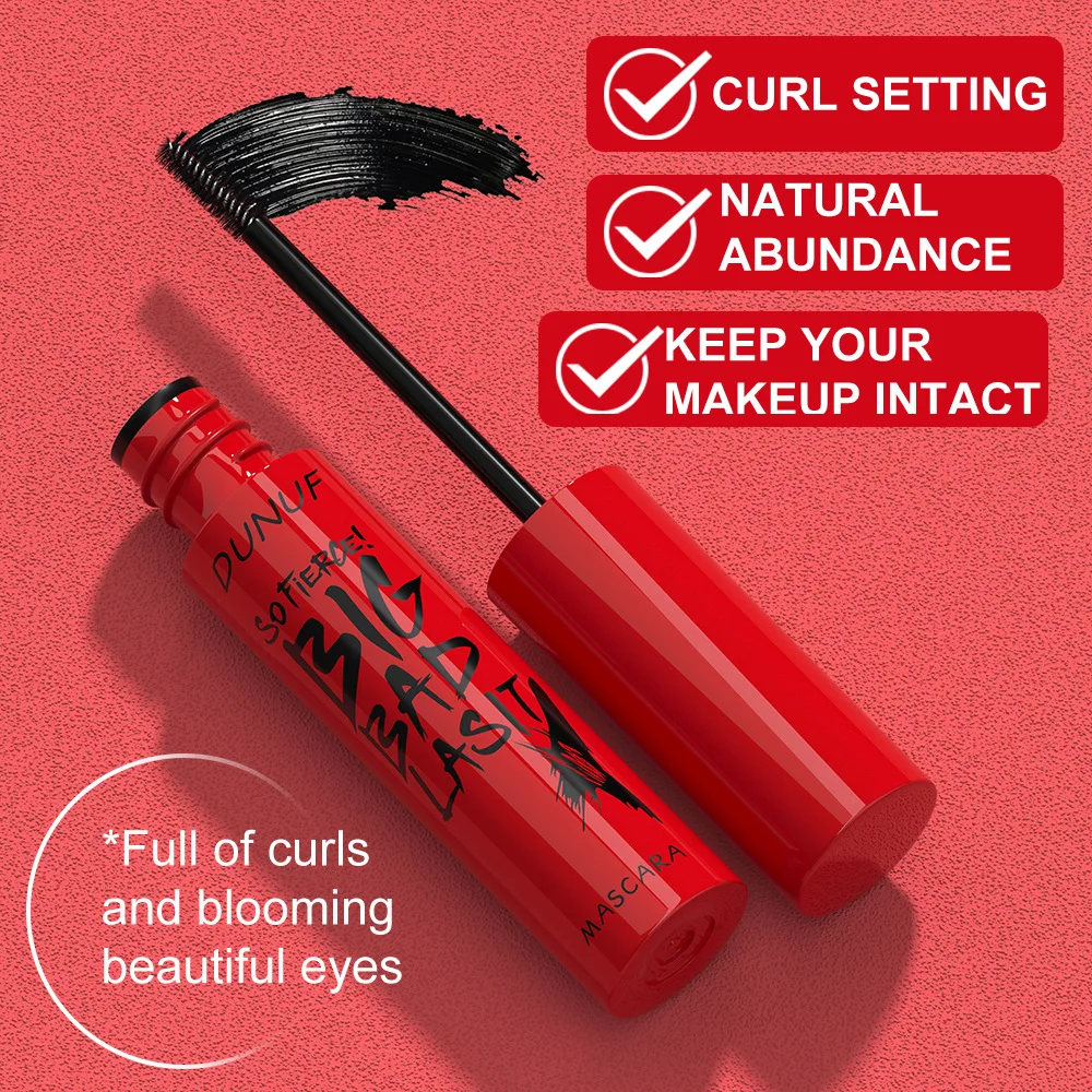 DUNUF Mascara longue durée 1 pièces imperméable à l'eau résistant à la sueur sans bavures mince épais Curling produit de maquillage amical pour débutant