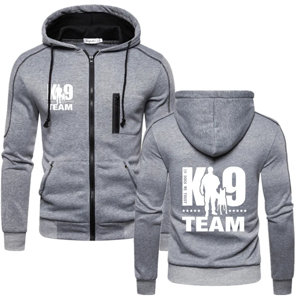 2024 Men New TRAINER K9 Team K9 Unit Malinois Spring Autumn Casual Fashion Sweatshirts Solid Color Pocket Pullovers Hoodie Tops