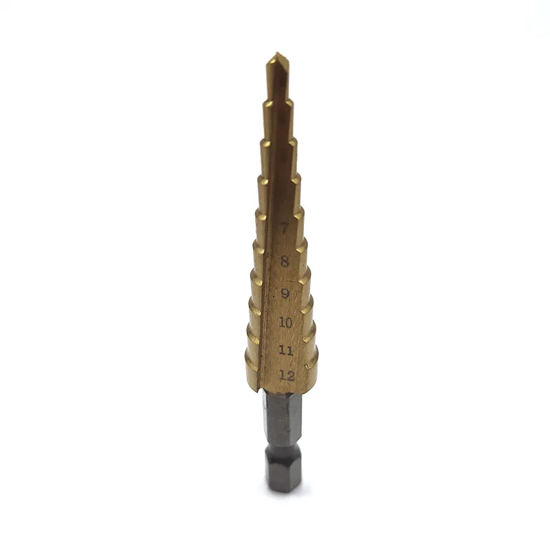 3-12 10 Step Hexagonal Handle Titanium Plated Step Drill High Quality Metal Hole Drilling Rig