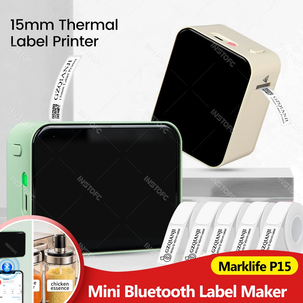 

Marklife P15 Thermal Label Printer Wireless Bluetooth Label Maker Similar to Niimbot D11 D110 Mini Printer Adhesive Tape Sticker