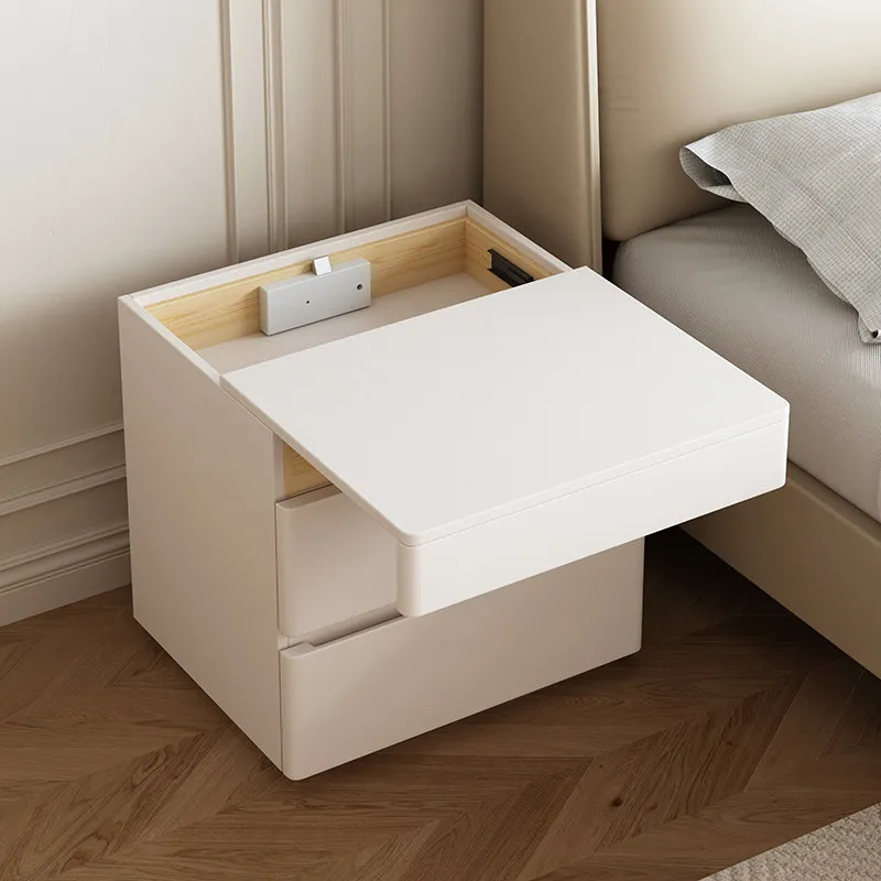 Cream Nordic Bedside Table With Secret Compartment Safe Modern Minimalist Nightstands Rustic Glamour Table De Chevet Furnitures