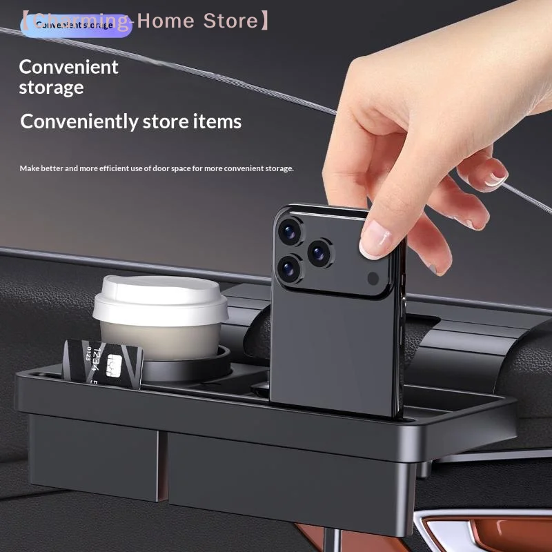 【M】Portable Car Door Cup Holder Auto Side Window Drink Bottle Stand Phone Key Organizer With Dual Slot Accessories