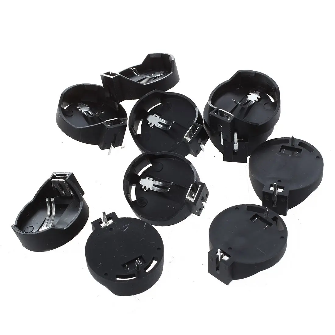 N11R- 10pcs Black Round Button Battery Holder Case for CR2032 2016 2025