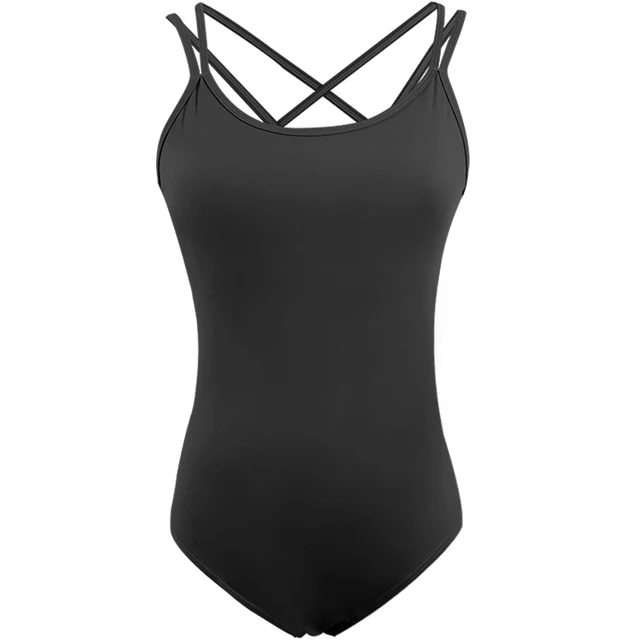 Trykoty baletowe damskie trykot gimnastyczny taniec dla dorosłych Camisole trykot Spaghetti pasek w kratkę krzyżowe plecy body baletowe kostiumy