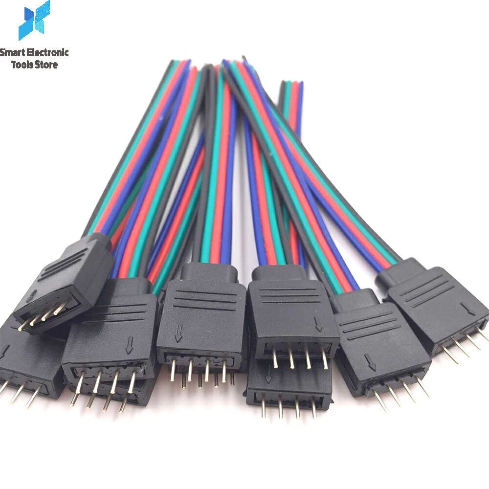 4pin 10cm LED RGB Strip Light Connector Male Female Plug Socket Connecting Cable Wire For 5050 RGB RGBW Led Strip Light