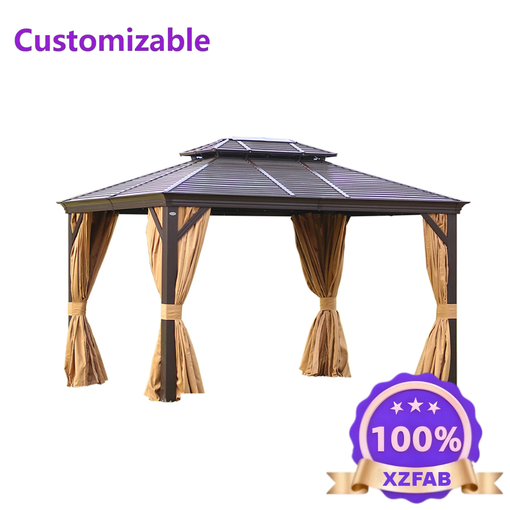 Factory Direct 2026 Outdoor Luxury Aluminum Gazebo with Double Roof Galvanized Awning Canopy Pergola Waterproof Features