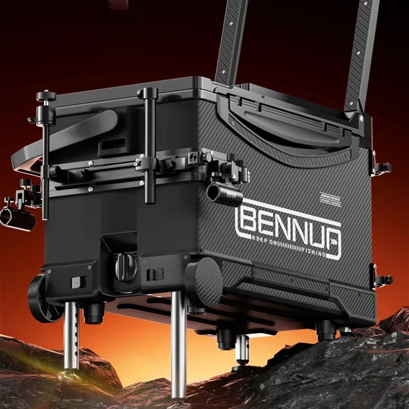 Crate Fishing Tackle Box，Large Capacity Waterproof Organizer, Multi-Function Rolling Fishing Case, Portable Outdoor Gear Storage