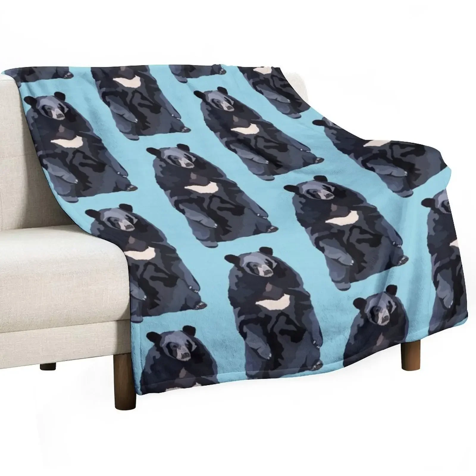 M is For Moon Bear Throw Blanket Soft Plaid decorative Blankets