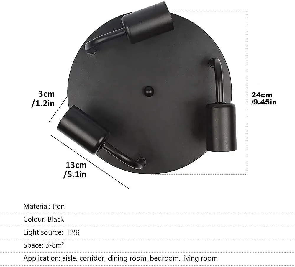 Imagem -02 - Estilo Industrial Retro Ferro Luz de Teto Cabeça Preto Simples Loja de Roupas Sala de Jantar Loja Lâmpada do Teto E27