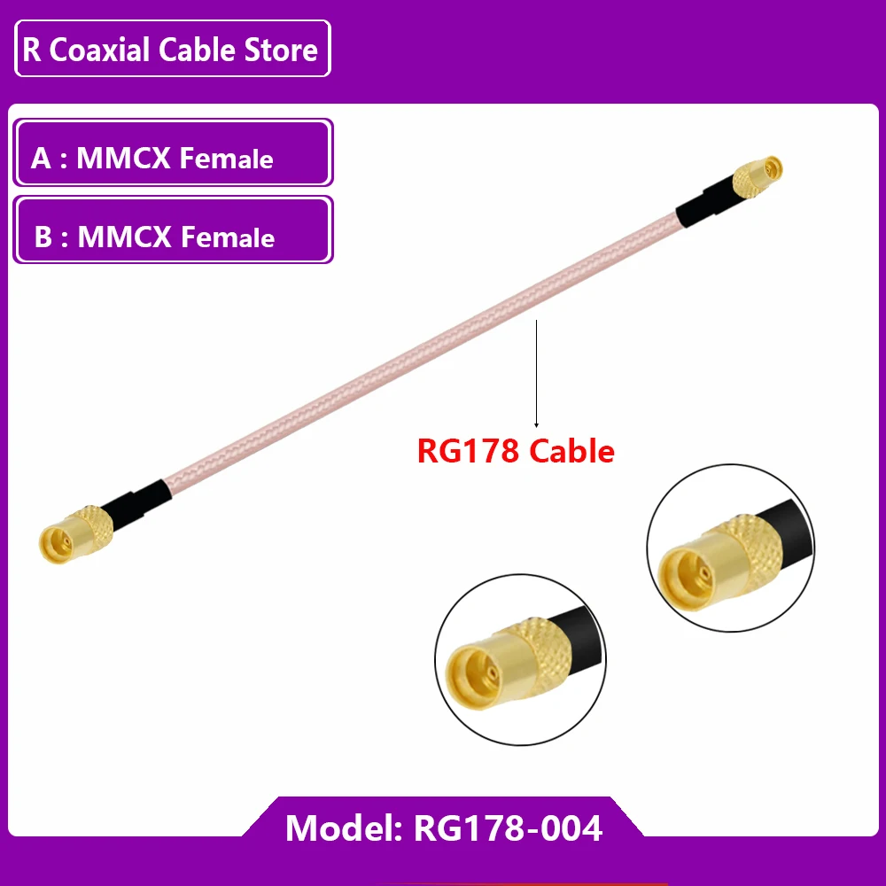 Imagem -03 - Mmcx Macho Plug para Mmcx Macho Plug Conector Mmcx Coaxial rf Adaptador com Rg178 Trança Cabo 10cm 26cm 55cm 100 Peças