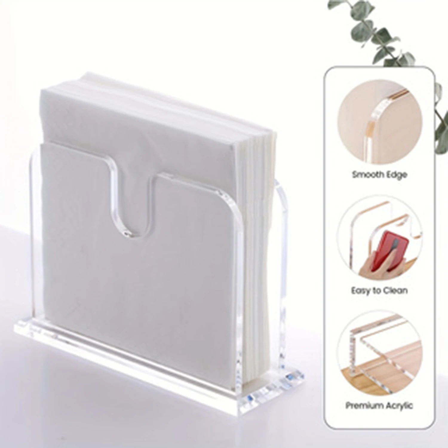 Acrylic Napkin Holder, Clear Napkin Holder for Table, Standing Acrylic Cocktail Napkin Holder, Dinner Napkin Holder