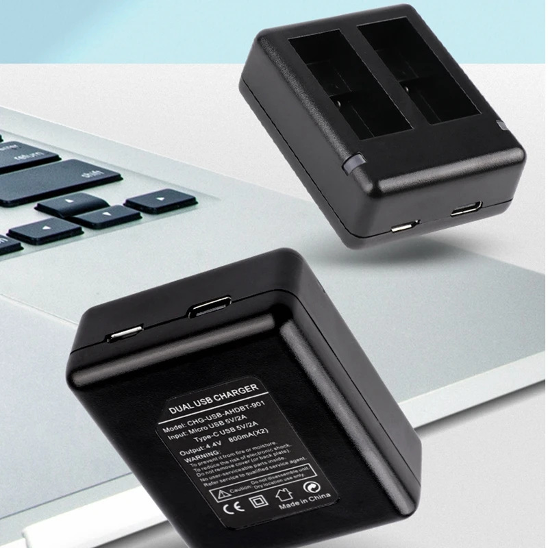 Anjielosmart Full Decode Gopro 배터리 팩 + GoPro Hero 9 배터리 용 마이크로 USB/Type-C 듀얼 충전기 Gopro 카메라 액세서리