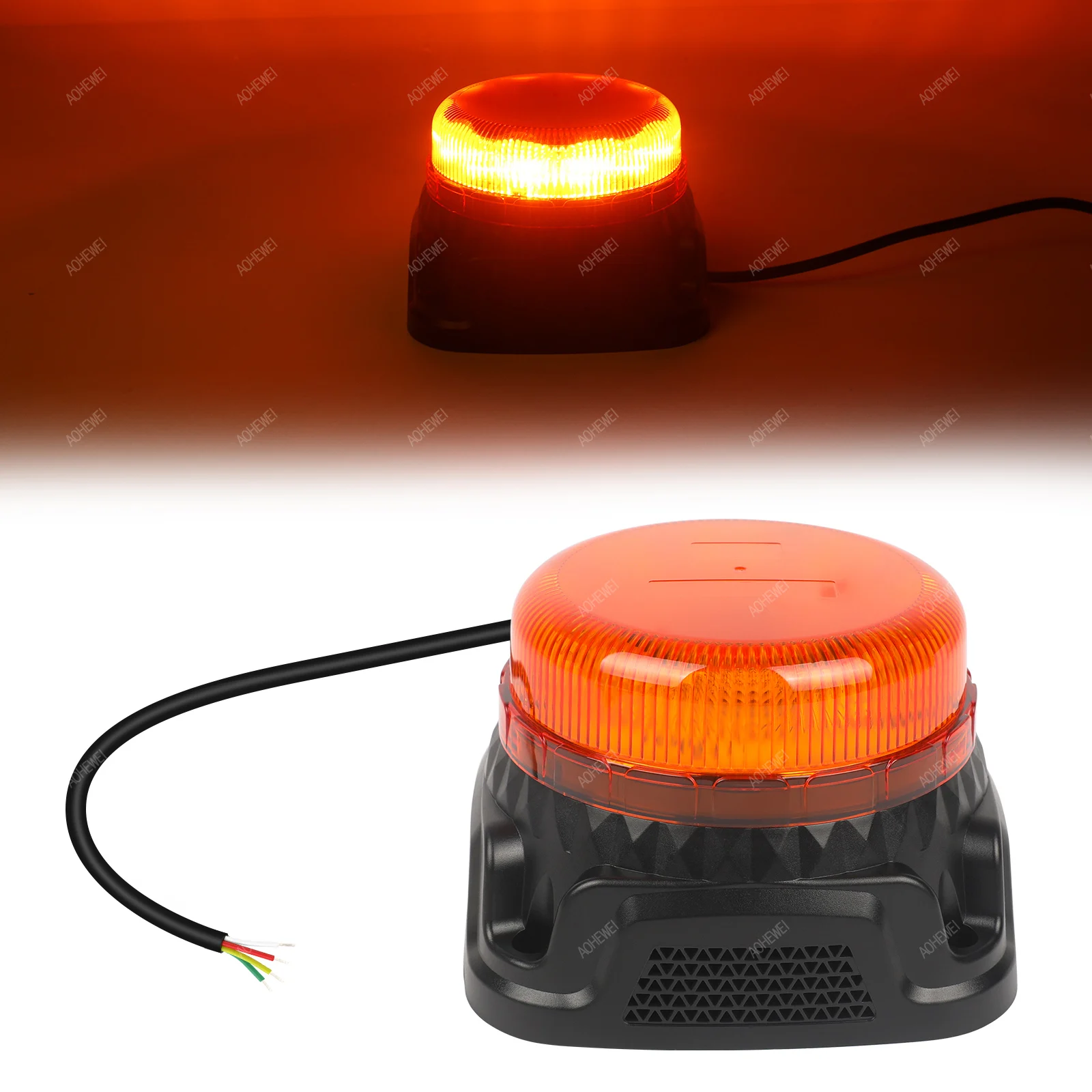 AOHEWEI Amber LED Warning Light 9 Flashing Modes 12/24V Alarm 10 LED Strobe for Agricultural Machines Commercial Vehicles