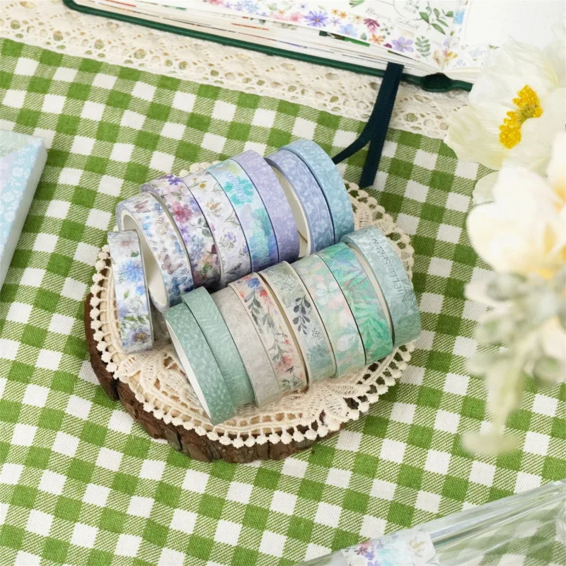 

Spring Fresh Floral Thin Line Washi Tape Pack 10pcs Botanical Decorative Masking Tape for DIY Journal Planner Sticker Craft