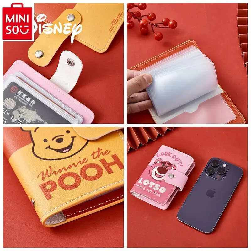 Disney Cartoon Winnie the Pooh Compact Anti Magnetic Anti theft Card Swipe Bag for Women Multi functional Storage Wallet