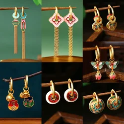 New Fashion Butterfly Tassel Earrings for Women Golden Color Free Combination Multiple Wear Ways Creative Jewelry Lovely Gifts