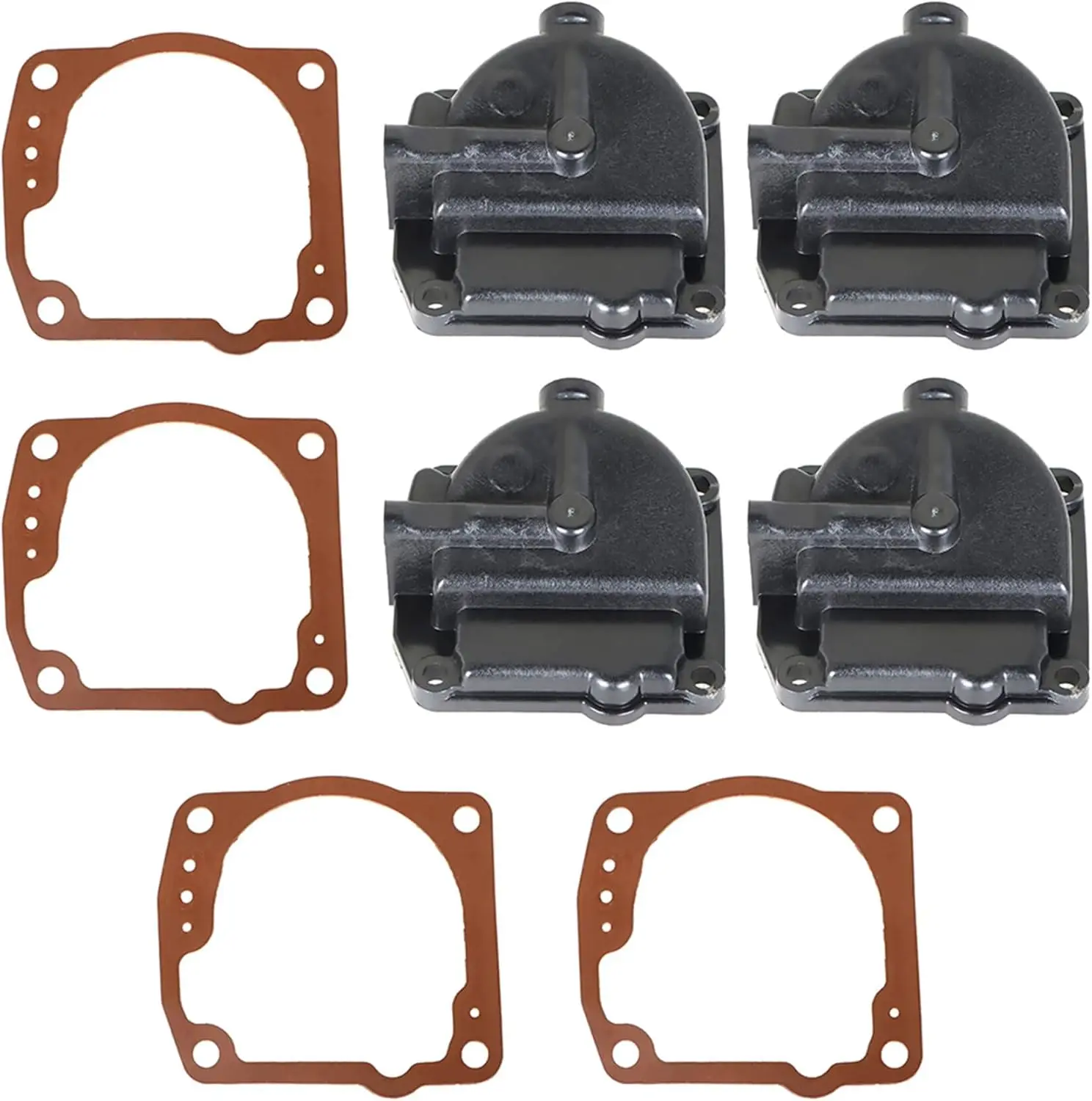 4 Pack Carburetor Float Chamber Carb Bowl with Gasket Replacement for Johnson Evinrude 90 100 135 150 175HP 343870 433000 766418