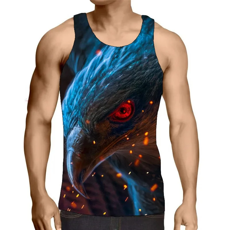 Harajuku New 3D Animla Eagel Printing Tank Top Men US Spiritual Totem Graphic Tank Tops Summer Cool Clothing Fashion Vest Tops