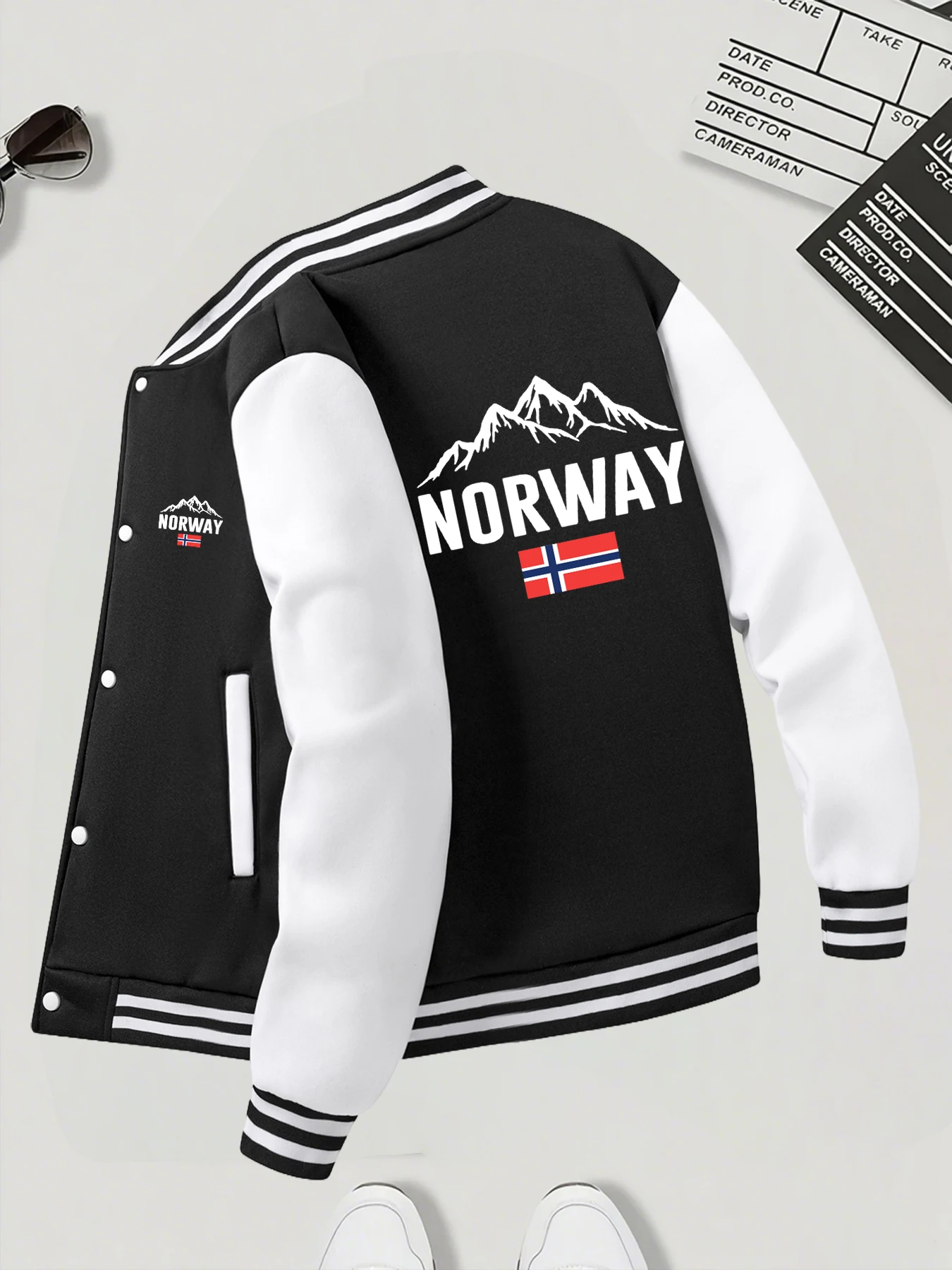 الخريف الشتاء الرجال NORWAY مطبوعة البيسبول سترة معطف فضفاض دافئ يندبروف أبلى موضة شارع العليا في الهواء الطلق الشارع الشهير #2