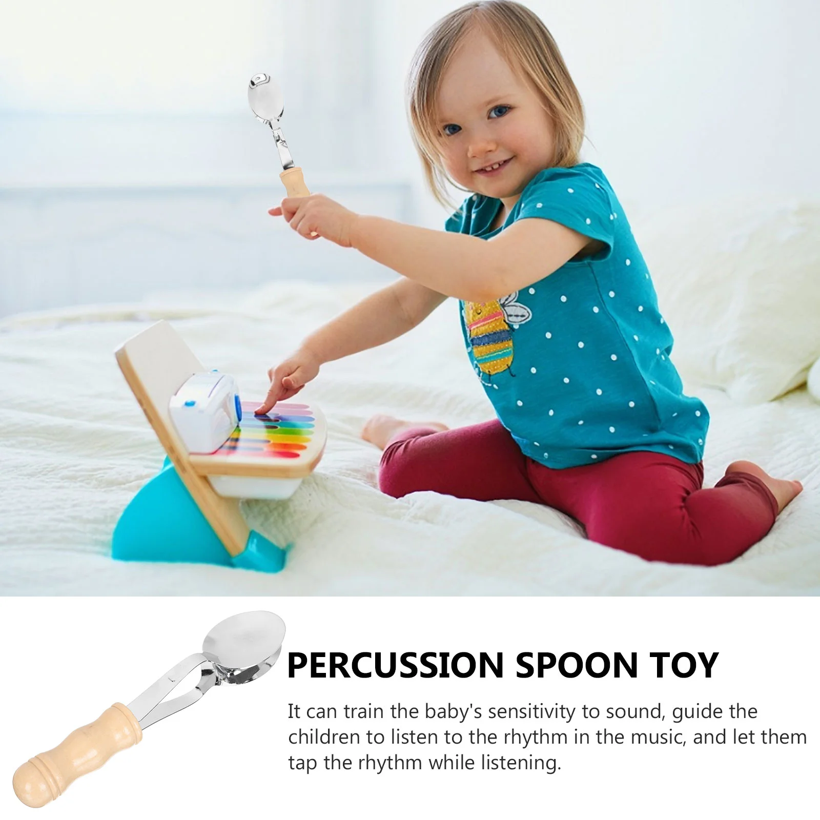 Cup Music Style Spoon Baby Spoons Educational Plaything Toy Set Mandolin Instrument Wood Child