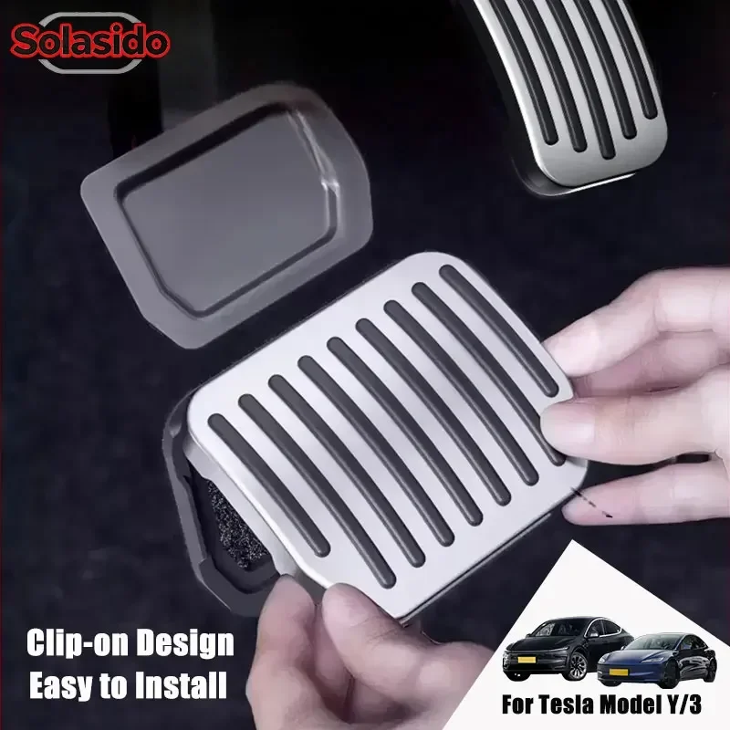 For Tesla Model 3 Y 2021-2024 Alloy Accelerator & Brake Pedal Cover Non-Slip Protective Cover Car Foot Pedals Accessories