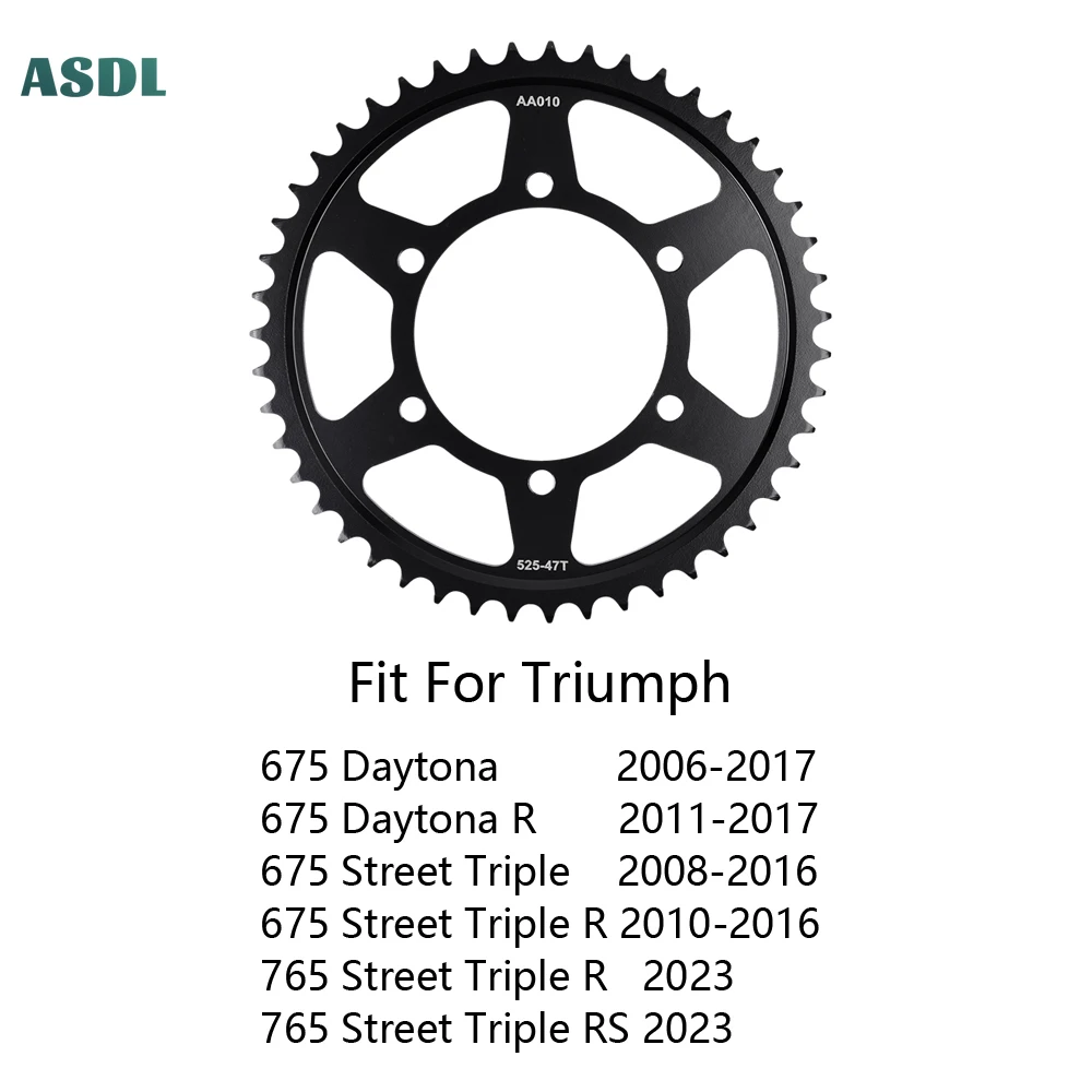 525 47T 16T 15T Motorcycle Front and Rear Sprocket for Triumph 675 Daytona 2006-2017 675 Street Triple 2008-2016 765 Street 2023 3