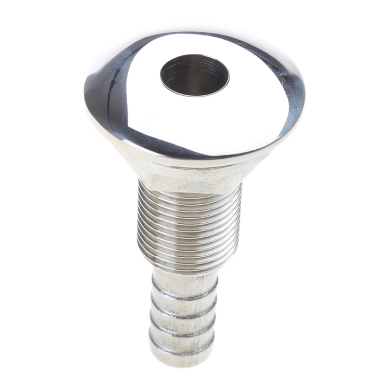 QM82 316 Stainless Water Outlet Port Drain Vent Straight Thru-Hull Fitting 1 3/4 3/8 1/2Inch Thru-Hull Drain Connector