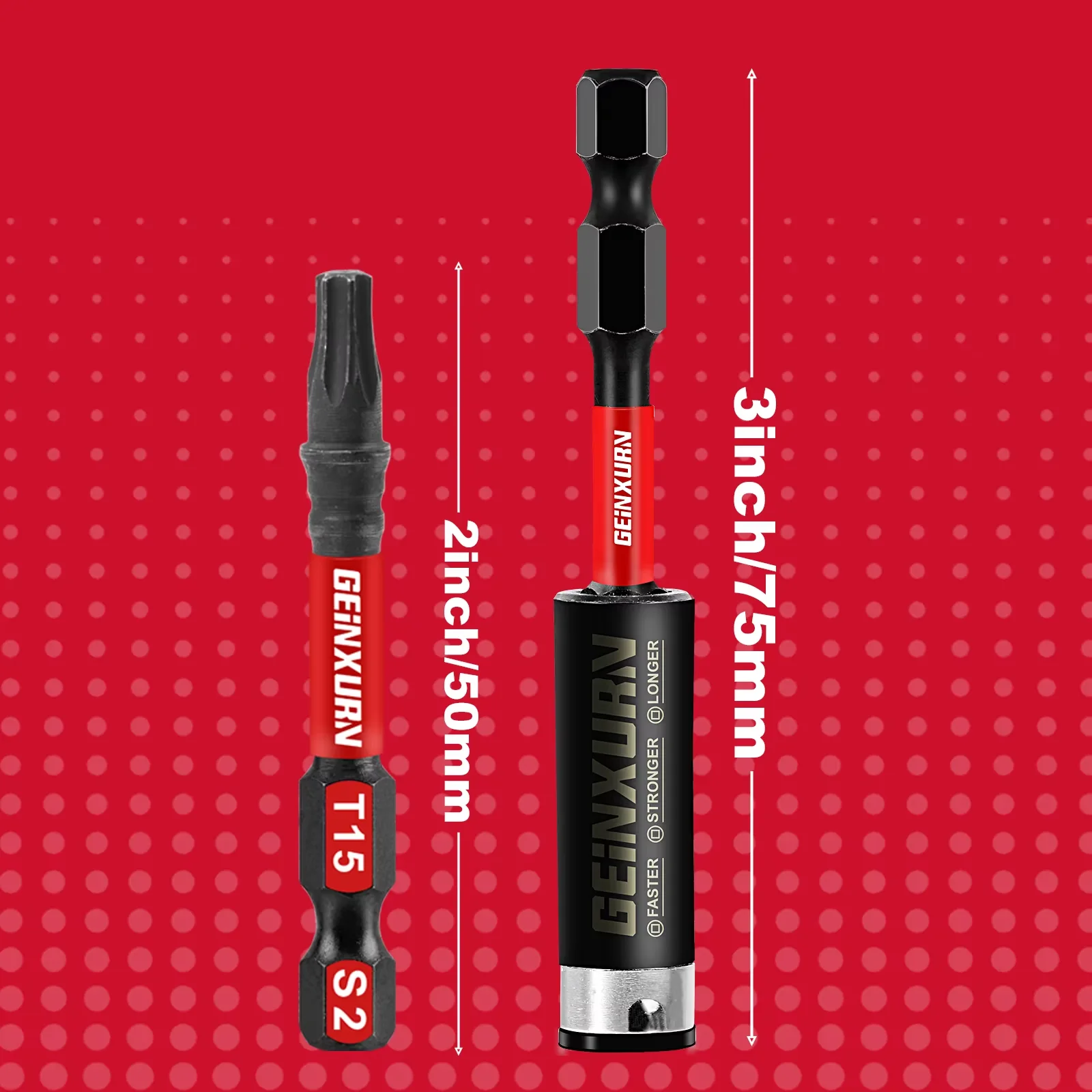 Geinxurn 2 In.Torx Head Power Impact Tough Magnetic Power Bit Set,S2  Steel,Motorcycle Repair Tools
