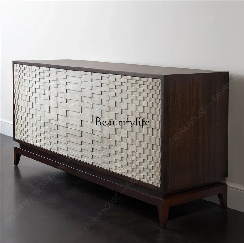 

LX Neoclassical American solid wood dining side cabinet carved multi-functional storage dining room living room entrance