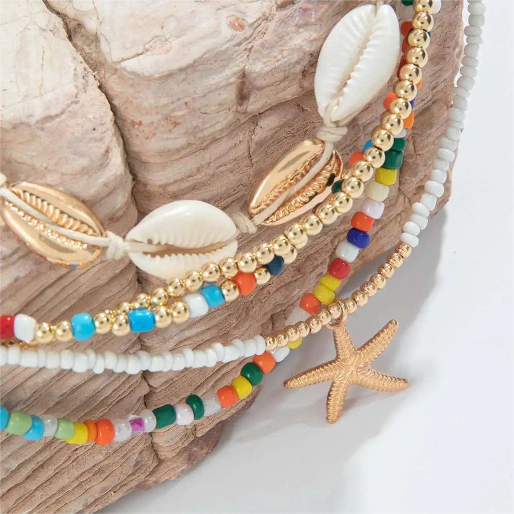 docona Bohemia Shell Starfish Pendant Necklace for Women Sand Beach Measle Chains Necklaces Jewelry Party Girls ожерелье 25134