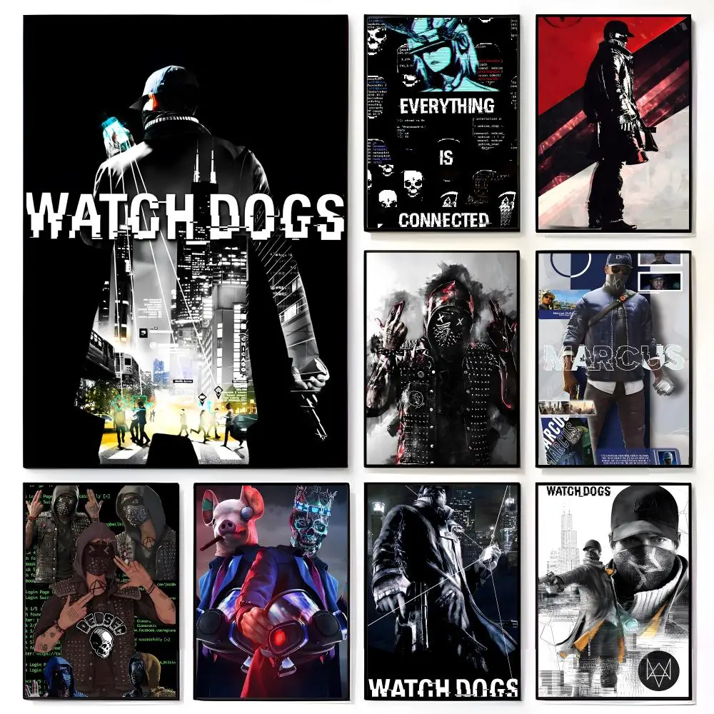 game openworld W-Watch Dogs Poster American Film Mural Home Childrens Room Wall Decor Print