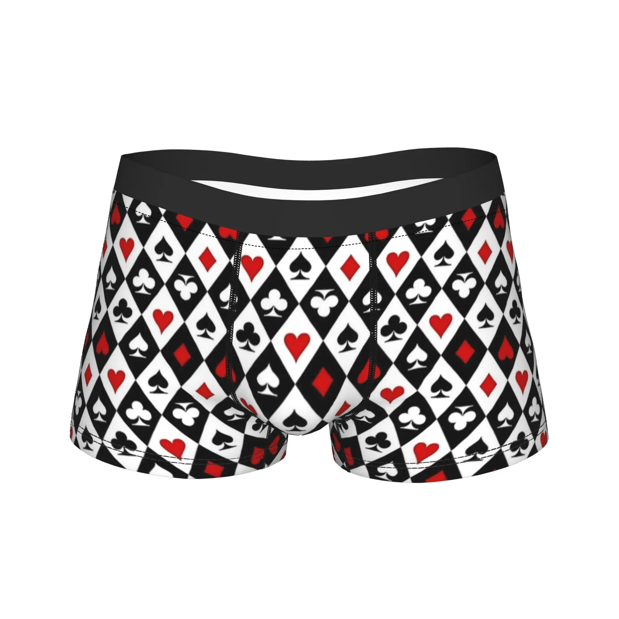 Playing cards suit symbols Underwear  Elastic Underpants Custom DIY Boxer Brief For Men 3D Pouch Plus Size Boxershorts