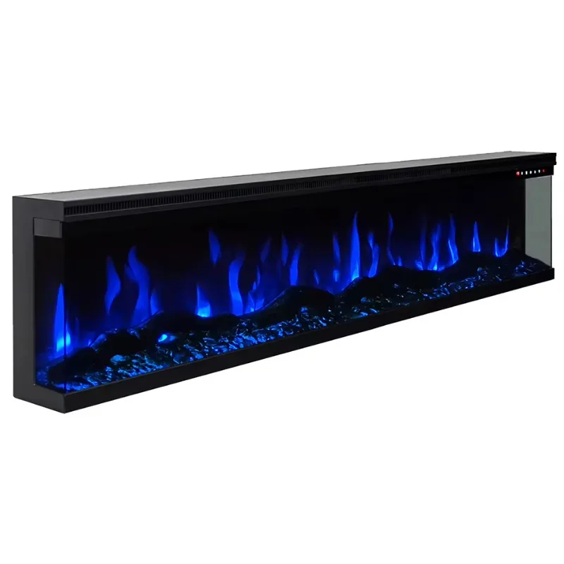Airo Customizable 42 50 60 72  Insert Wall Recessed 6 Flame Colors  3-Sided Electric Fireplace for Household