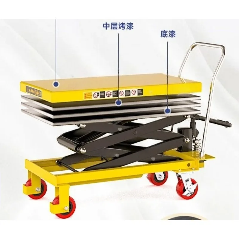 Hydraulic  Hand Manual  Table Small Mini Movable Lift Scissor Platform 2m 500kg 1000kg