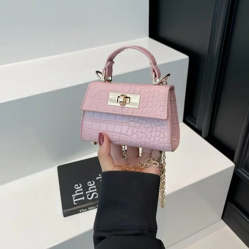 Bolso de mano pequeño y moderno con estampado en relieve para mujer, con cierre dorado, asa para llevar al hombro, correa desmontable y asa superior, un bolso bandolera adorable.