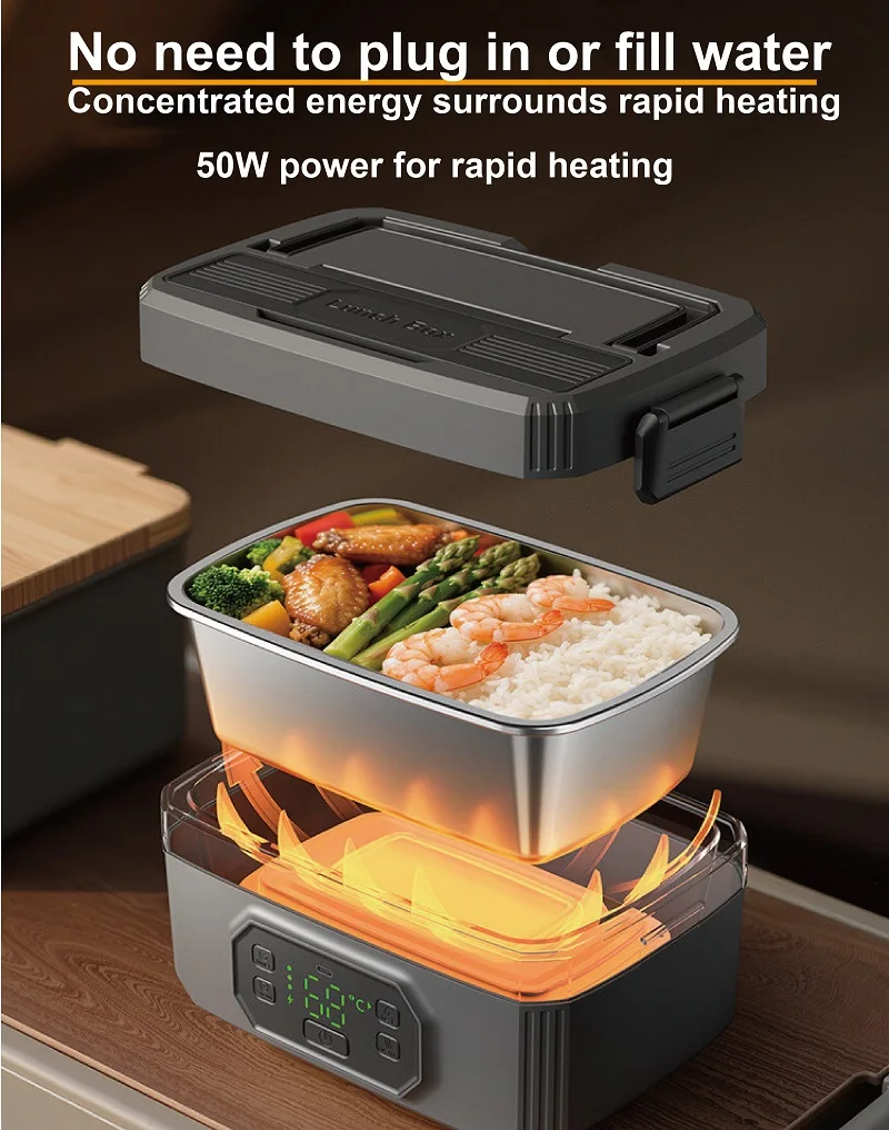1.2L شحن لاسلكي صندوق غداء كهربي محمول لا تعبئة المياه موعد بينتو صندوق شاشة الكريستال السائل التحكم الذكي في درجة الحرارة #5