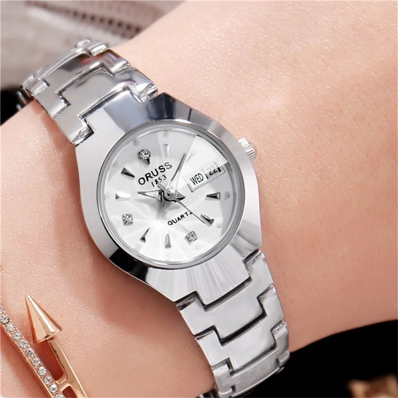 ساعة نسائية جميلة ذات شخصية فريدة، ساعة تقويم مزدوجة عصرية وجوية