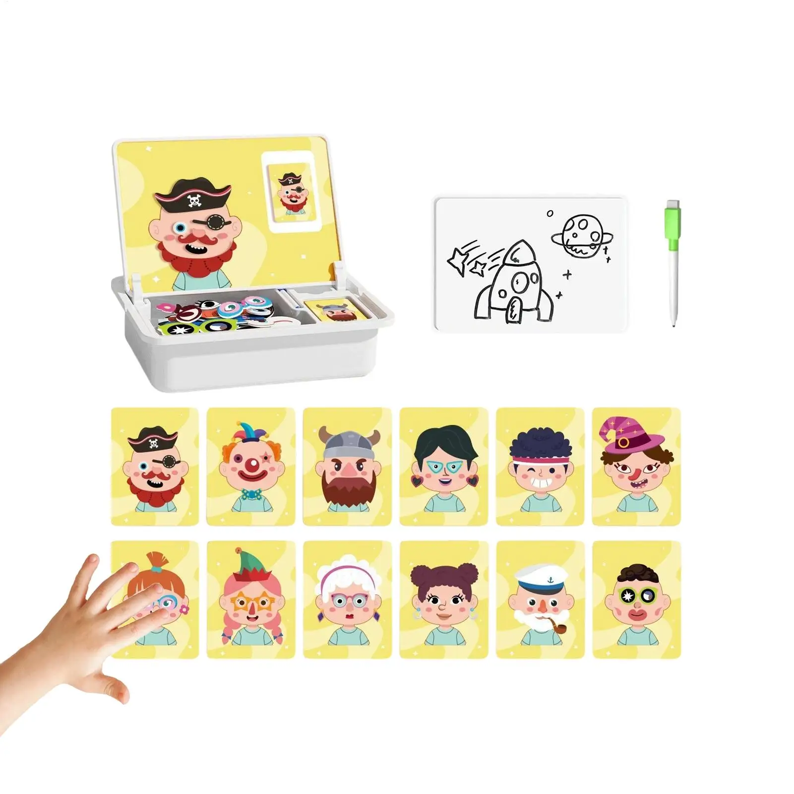 

Магнитная головоломка-головоломка для лица, игра для путешествий, двусторонние обучающие развивающие игрушки с доской для письма и ручкой для мальчиков