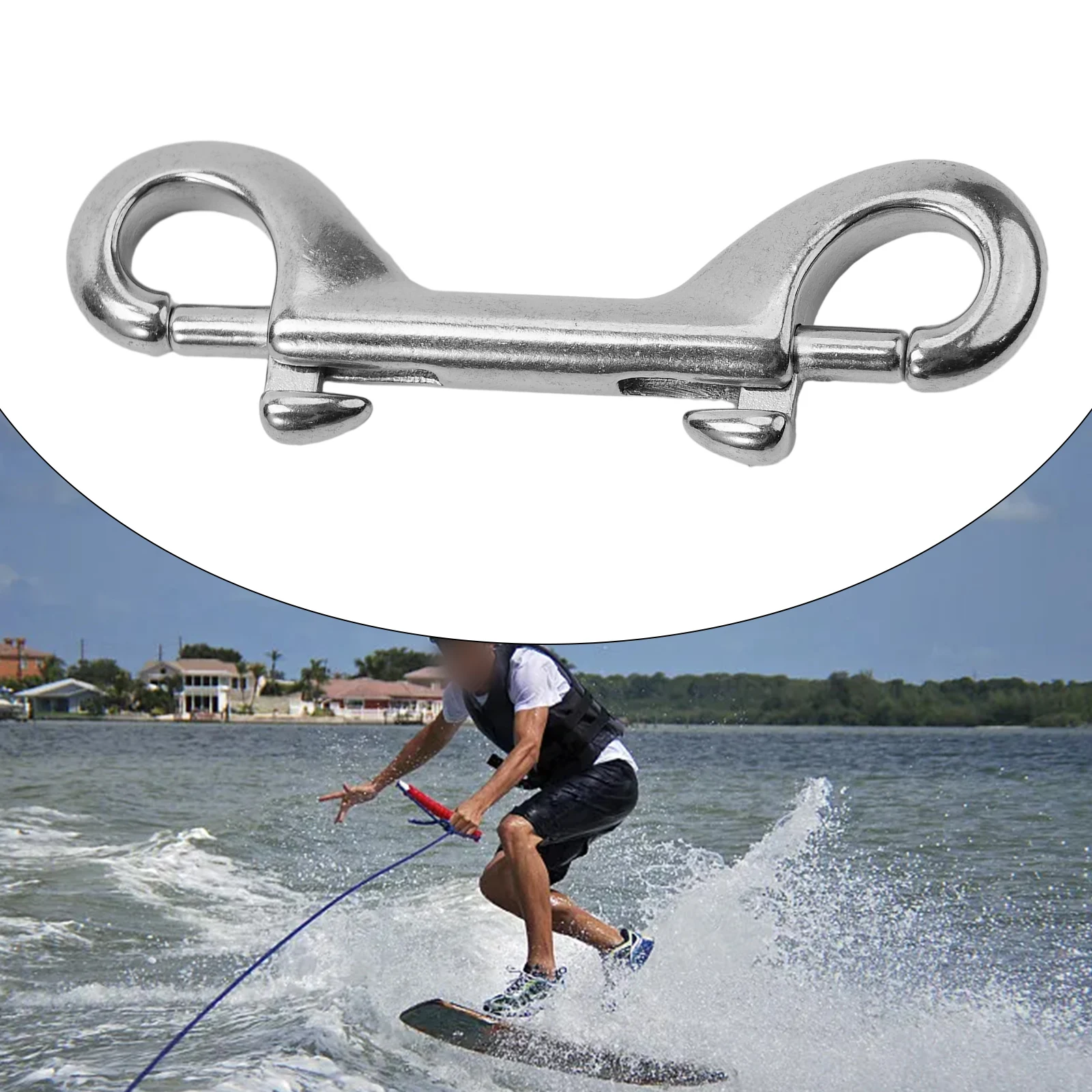 90/100/115mm Snap Hook Scuba Diving Quick Carabiner Swivel Eye Bolt Double Ended Snap Bolt Hook Clip 316 Stainless Steel