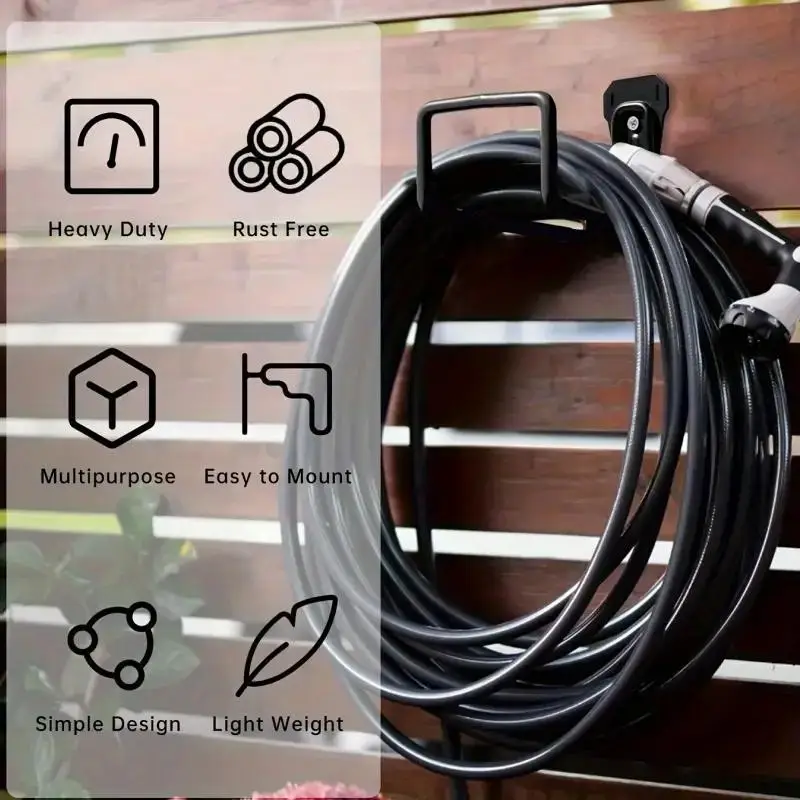 Garden Hose Rack Garage Hooks With Anti-Slip Coating Wall Mount Storage Organizer Wall-Mounted Hose Hanger