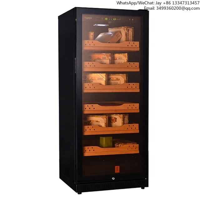 

Stainless steel cabinet Beech wood drawer with built-in hygrometer, compressor, cigar cooler, Humidor