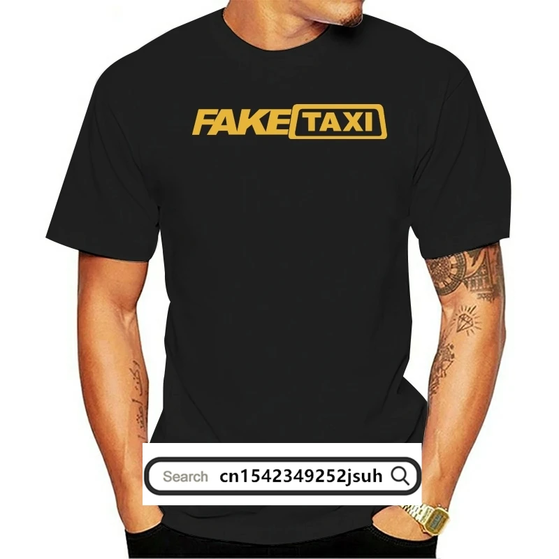 

Футболка FakeTaxi (футболка с имитацией такси, Черная Футболка Maglia bianca)