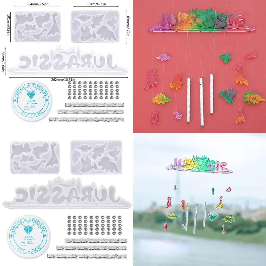 

J78F динозавр колокольчики форма для эпоксидной смолы колокольчики подвесные подвески силиконовая форма